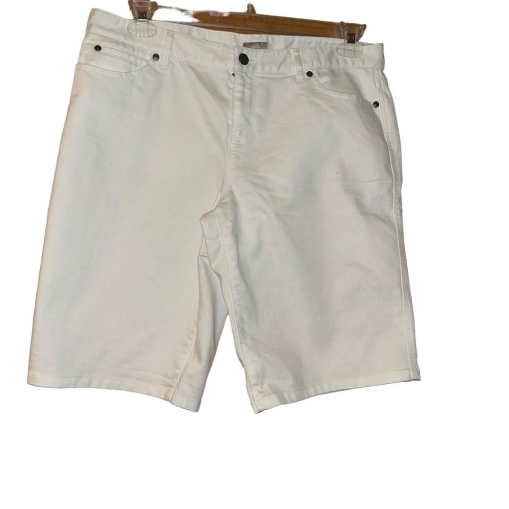 J.Jill white stretch bermuda jean shorts size 14P petite